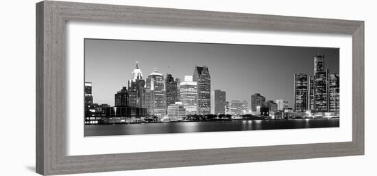 City at the Waterfront, Lake Erie, Detroit, Wayne County, Michigan, USA-null-Framed Photographic Print