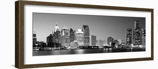 City at the Waterfront, Lake Erie, Detroit, Wayne County, Michigan, USA-null-Framed Photographic Print