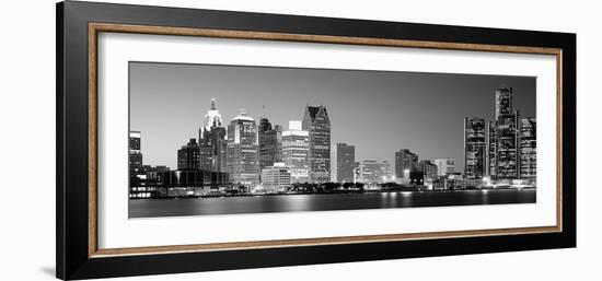 City at the Waterfront, Lake Erie, Detroit, Wayne County, Michigan, USA-null-Framed Photographic Print