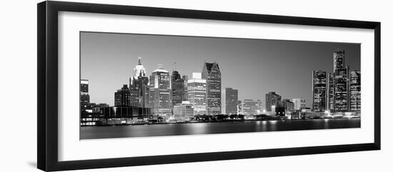 City at the Waterfront, Lake Erie, Detroit, Wayne County, Michigan, USA-null-Framed Photographic Print