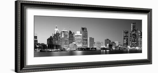 City at the Waterfront, Lake Erie, Detroit, Wayne County, Michigan, USA-null-Framed Photographic Print