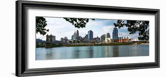 City at the Waterfront, Ohio River, Cincinnati, Hamilton County, Ohio, USA-null-Framed Photographic Print