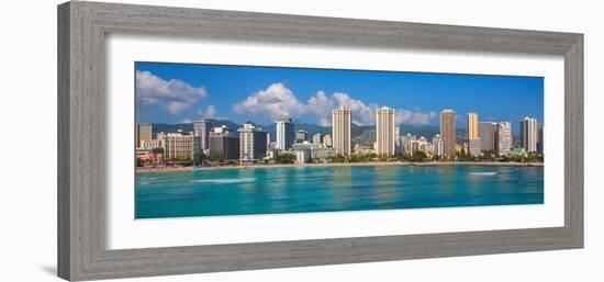 City at the waterfront, Waikiki, Honolulu, Oahu, Hawaii, USA-null-Framed Photographic Print
