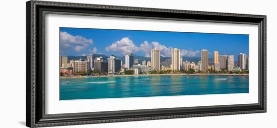 City at the waterfront, Waikiki, Honolulu, Oahu, Hawaii, USA-null-Framed Photographic Print