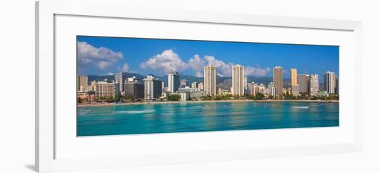 City at the waterfront, Waikiki, Honolulu, Oahu, Hawaii, USA-null-Framed Photographic Print