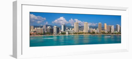 City at the waterfront, Waikiki, Honolulu, Oahu, Hawaii, USA-null-Framed Photographic Print