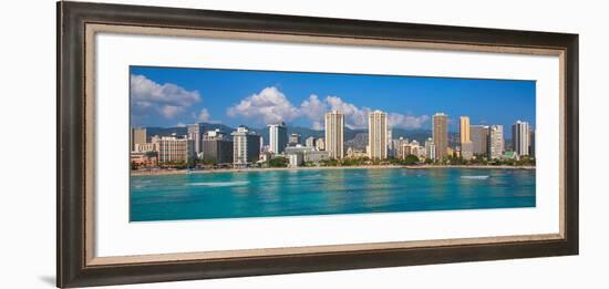 City at the waterfront, Waikiki, Honolulu, Oahu, Hawaii, USA-null-Framed Photographic Print