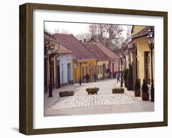 City Center and Street Lamp Posts, Tokaj, Hungary-Per Karlsson-Framed Photographic Print