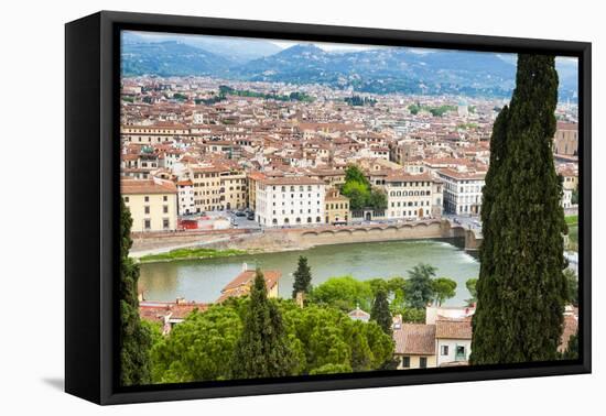 City Center of Florence, River Arno, Firenze, UNESCO, Tuscany, Italy-Nico Tondini-Framed Premier Image Canvas