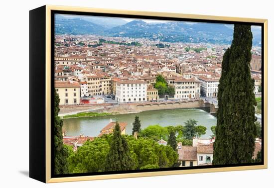 City Center of Florence, River Arno, Firenze, UNESCO, Tuscany, Italy-Nico Tondini-Framed Premier Image Canvas