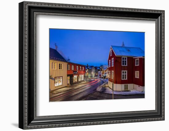 City Center Streets at Dusk in Winter in Reykjavic, Iceland-Chuck Haney-Framed Photographic Print