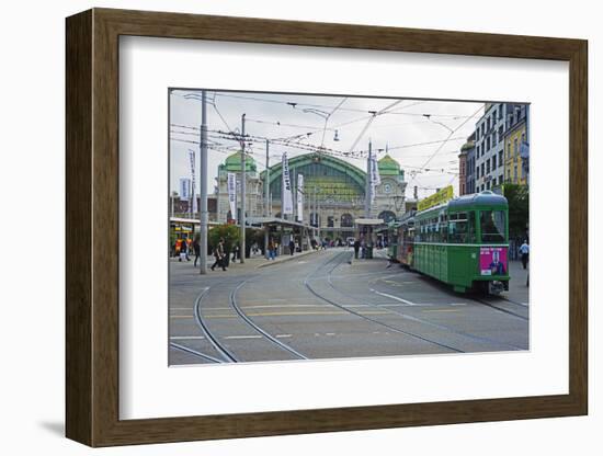 City Center Trams, Basel, Switzerland, Europe-Christian Kober-Framed Photographic Print