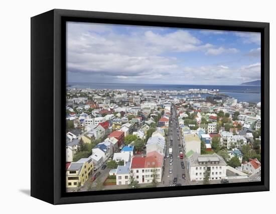City Centre and Faxafloi Bay from Hallgrimskirkja, Reykjavik, Iceland, Polar Regions-Neale Clarke-Framed Premier Image Canvas