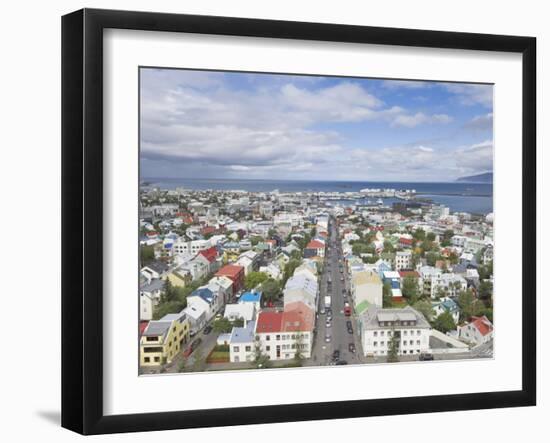 City Centre and Faxafloi Bay from Hallgrimskirkja, Reykjavik, Iceland, Polar Regions-Neale Clarke-Framed Photographic Print