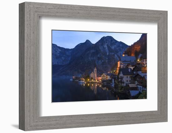 City Centre at the Hallstatter Lake, in Front of the Dachsteingebirge, Austria-Volker Preusser-Framed Photographic Print