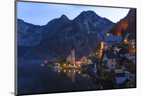 City Centre at the Hallstatter Lake, in Front of the Dachsteingebirge, Austria-Volker Preusser-Mounted Photographic Print