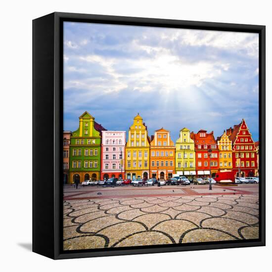 City Centre, Solny Square Tenements (Rynek) , Wroclaw Poland-Pablo77-Framed Stretched Canvas