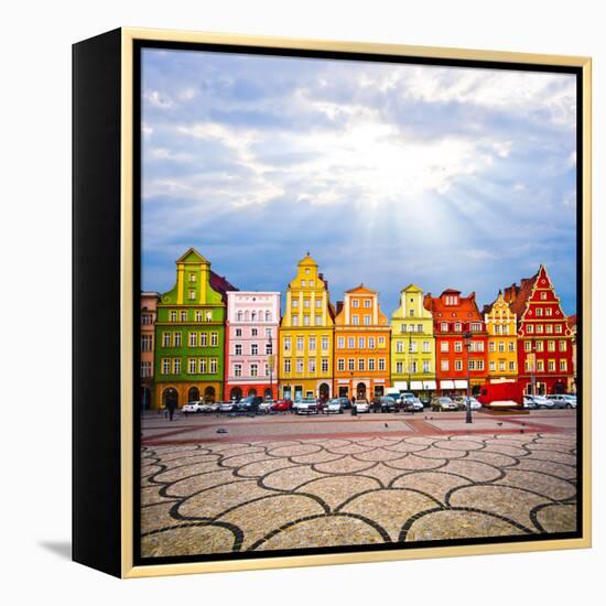 City Centre, Solny Square Tenements (Rynek) , Wroclaw Poland-Pablo77-Framed Stretched Canvas