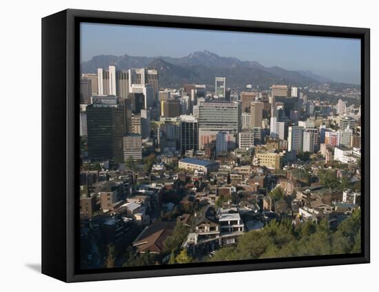 City Centre Tower Blocks Seen from Namsan Park with Pukansan Hills Beyond, Seoul, South Korea-Waltham Tony-Framed Premier Image Canvas