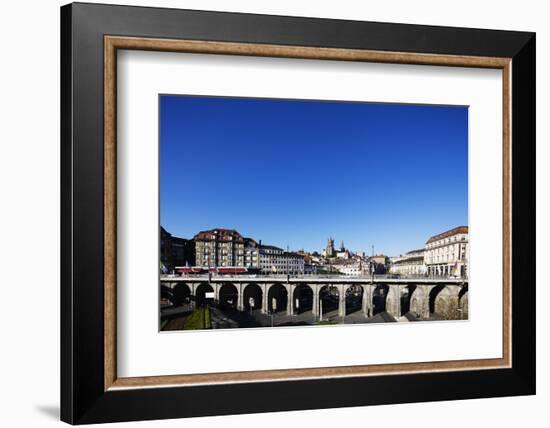 City centre viaduct, Lausanne, Vaud, Switzerland, Europe-Christian Kober-Framed Photographic Print