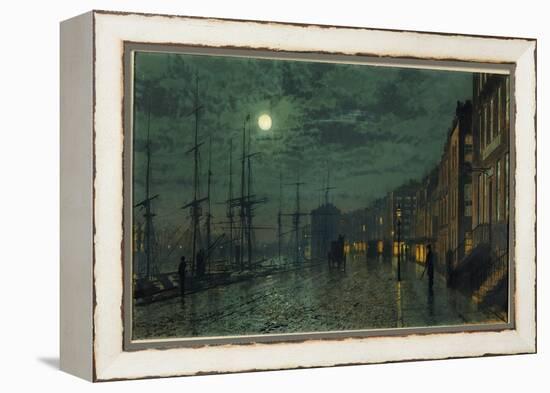 City Docks by Moonlight-John Atkinson Grimshaw-Framed Premier Image Canvas