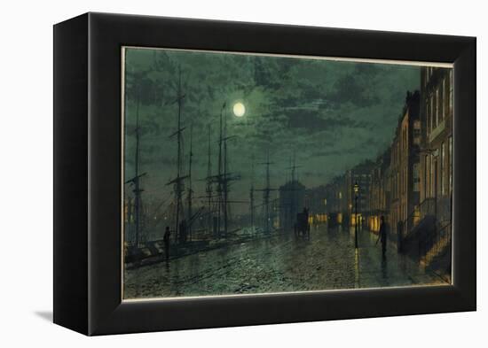 City Docks by Moonlight-John Atkinson Grimshaw-Framed Premier Image Canvas