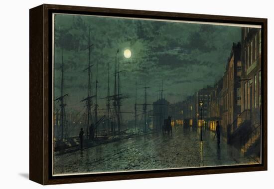 City Docks by Moonlight-John Atkinson Grimshaw-Framed Premier Image Canvas