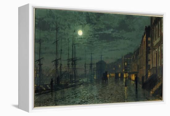 City Docks by Moonlight-John Atkinson Grimshaw-Framed Premier Image Canvas