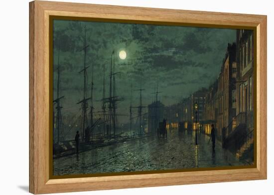 City Docks by Moonlight-John Atkinson Grimshaw-Framed Premier Image Canvas