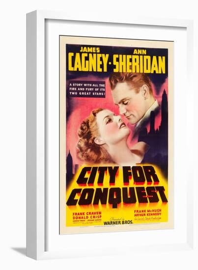 City For Conquest, Ann Sheridan, James Cagney, 1940-null-Framed Premium Giclee Print