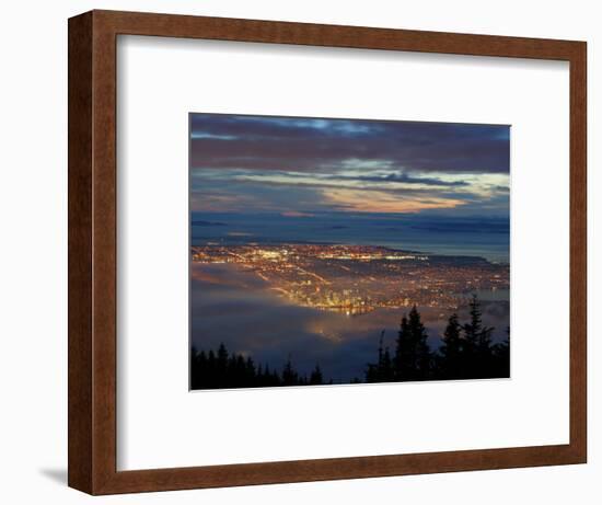 City from Grouse Mountain at Sunset, North Vancouver, Vancouver, Canada-Lawrence Worcester-Framed Photographic Print