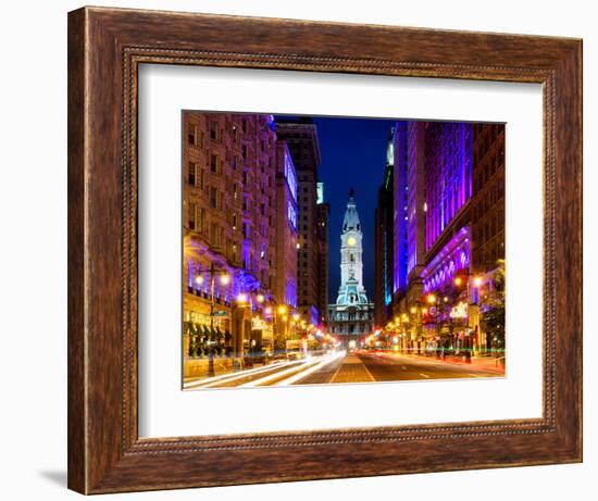 City Hall and Avenue of the Arts by Night, Philadelphia, Pennsylvania, United States-Philippe Hugonnard-Framed Photographic Print