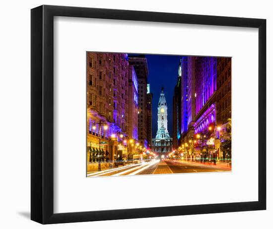 City Hall and Avenue of the Arts by Night, Philadelphia, Pennsylvania, United States-Philippe Hugonnard-Framed Photographic Print