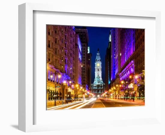 City Hall and Avenue of the Arts by Night, Philadelphia, Pennsylvania, United States-Philippe Hugonnard-Framed Photographic Print