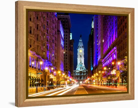 City Hall and Avenue of the Arts by Night, Philadelphia, Pennsylvania, United States-Philippe Hugonnard-Framed Premier Image Canvas