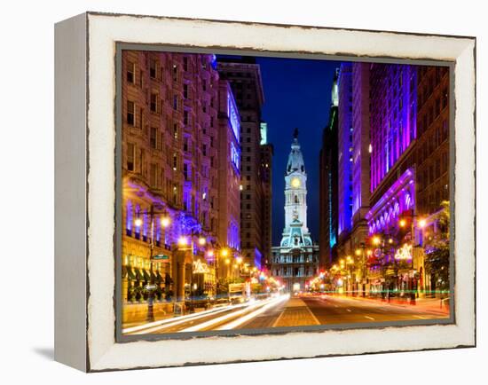 City Hall and Avenue of the Arts by Night, Philadelphia, Pennsylvania, United States-Philippe Hugonnard-Framed Premier Image Canvas