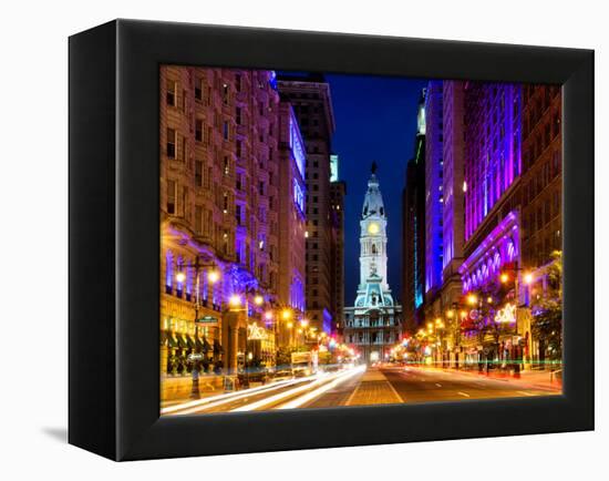 City Hall and Avenue of the Arts by Night, Philadelphia, Pennsylvania, United States-Philippe Hugonnard-Framed Premier Image Canvas