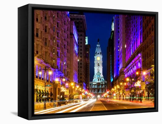 City Hall and Avenue of the Arts by Night, Philadelphia, Pennsylvania, United States-Philippe Hugonnard-Framed Premier Image Canvas