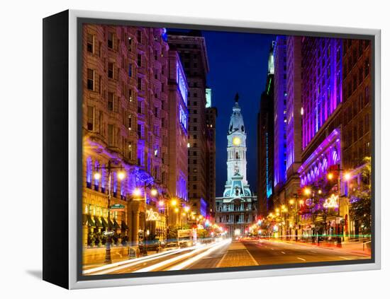 City Hall and Avenue of the Arts by Night, Philadelphia, Pennsylvania, United States-Philippe Hugonnard-Framed Premier Image Canvas