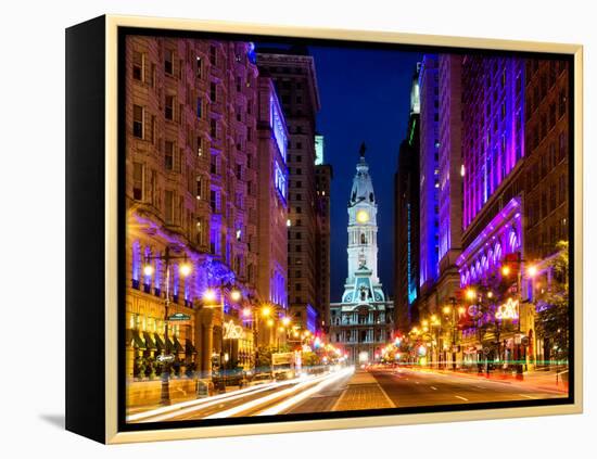 City Hall and Avenue of the Arts by Night, Philadelphia, Pennsylvania, United States-Philippe Hugonnard-Framed Premier Image Canvas