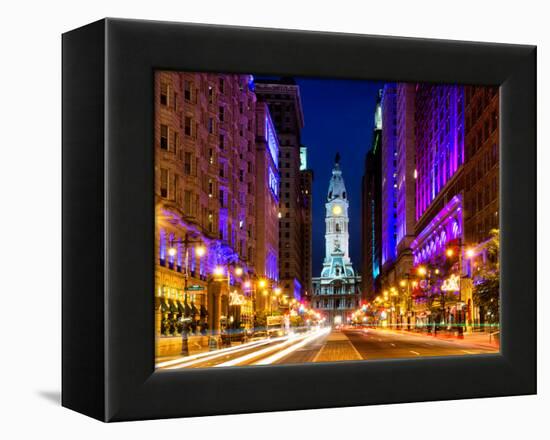 City Hall and Avenue of the Arts by Night, Philadelphia, Pennsylvania, United States-Philippe Hugonnard-Framed Premier Image Canvas