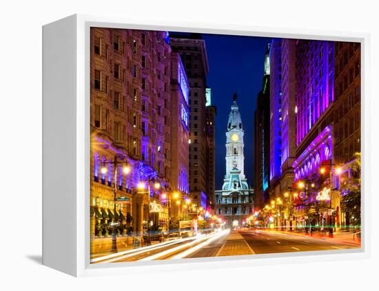 City Hall and Avenue of the Arts by Night, Philadelphia, Pennsylvania, United States-Philippe Hugonnard-Framed Premier Image Canvas