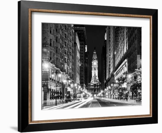 City Hall and Avenue of the Arts by Night, Philadelphia, Pennsylvania, US, White Frame-Philippe Hugonnard-Framed Art Print