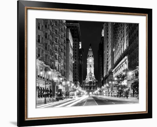 City Hall and Avenue of the Arts by Night, Philadelphia, Pennsylvania, US-Philippe Hugonnard-Framed Photographic Print