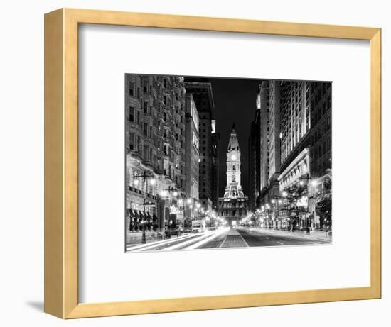 City Hall and Avenue of the Arts by Night, Philadelphia, Pennsylvania, US-Philippe Hugonnard-Framed Photographic Print