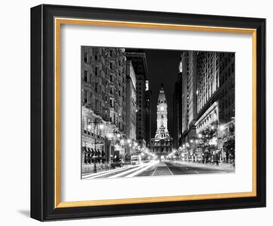 City Hall and Avenue of the Arts by Night, Philadelphia, Pennsylvania, US-Philippe Hugonnard-Framed Photographic Print