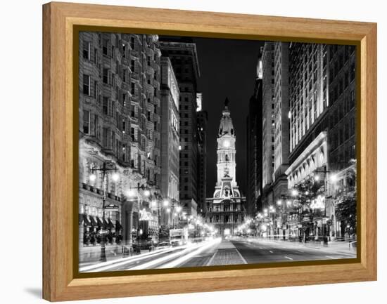 City Hall and Avenue of the Arts by Night, Philadelphia, Pennsylvania, US-Philippe Hugonnard-Framed Premier Image Canvas