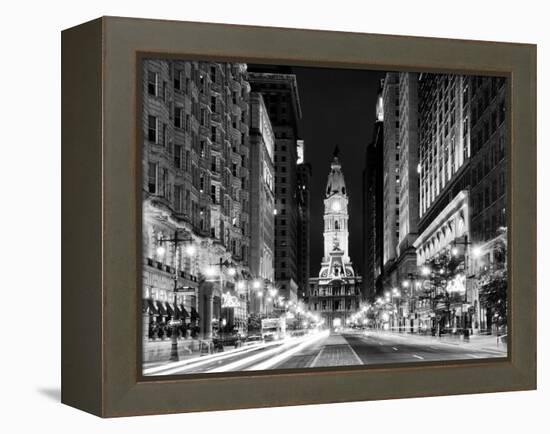 City Hall and Avenue of the Arts by Night, Philadelphia, Pennsylvania, US-Philippe Hugonnard-Framed Premier Image Canvas