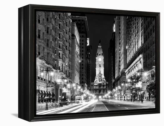 City Hall and Avenue of the Arts by Night, Philadelphia, Pennsylvania, US-Philippe Hugonnard-Framed Premier Image Canvas