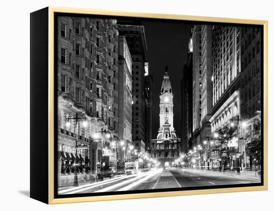 City Hall and Avenue of the Arts by Night, Philadelphia, Pennsylvania, US-Philippe Hugonnard-Framed Premier Image Canvas